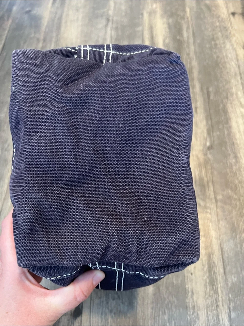 Lands End Vintage 90s Canvas Mini Tote Bag Navy Embroidered C Boat Tote Zippered - Picture 6 of 9